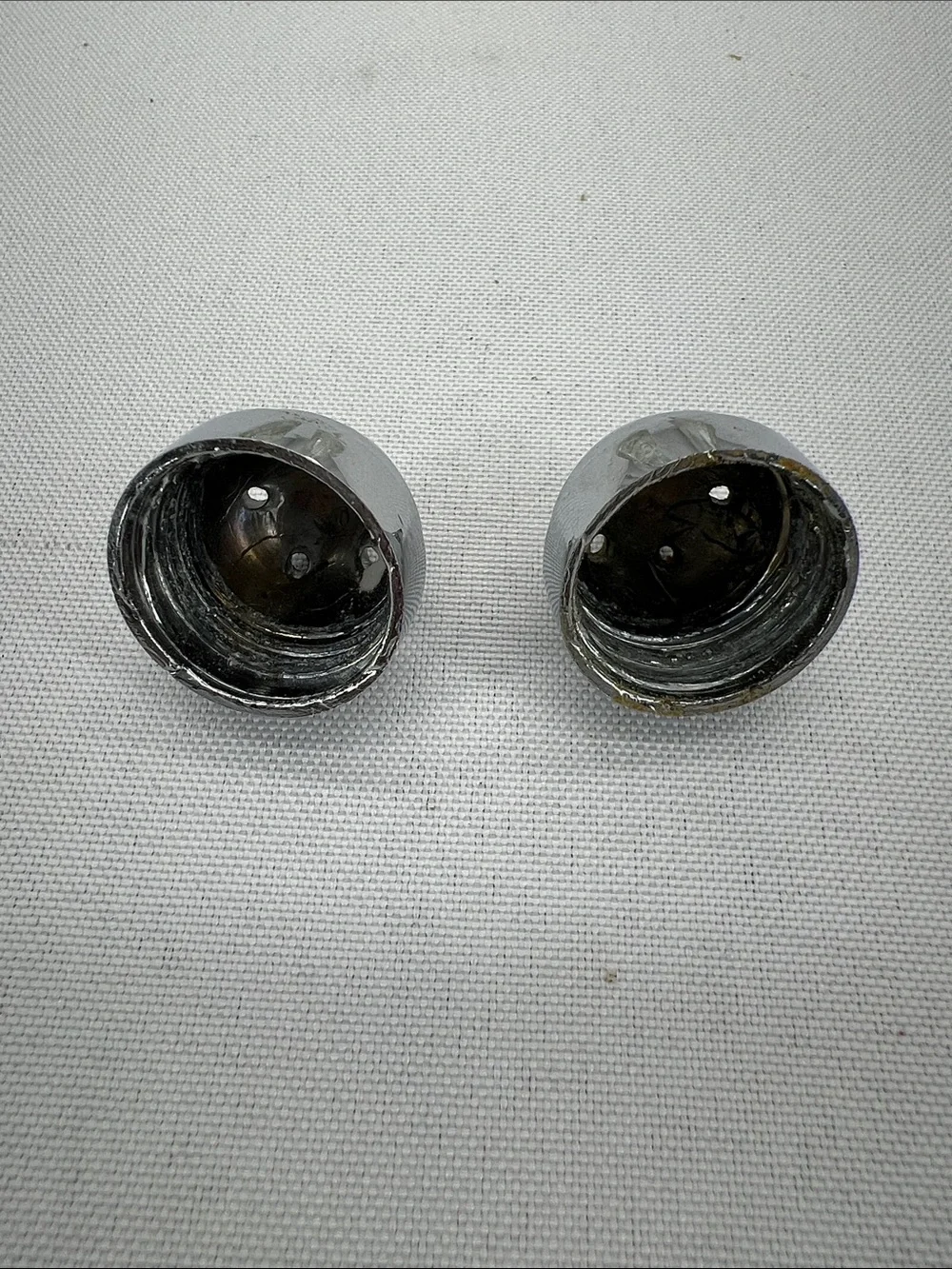 Clear Glass Salt and Pepper Shakers Metal Silver Color Tops Paneled Luxury Style